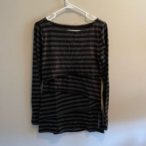 Size M Calvin Klein Performance Long Sleeved Shirt with Black and Grey Stripes